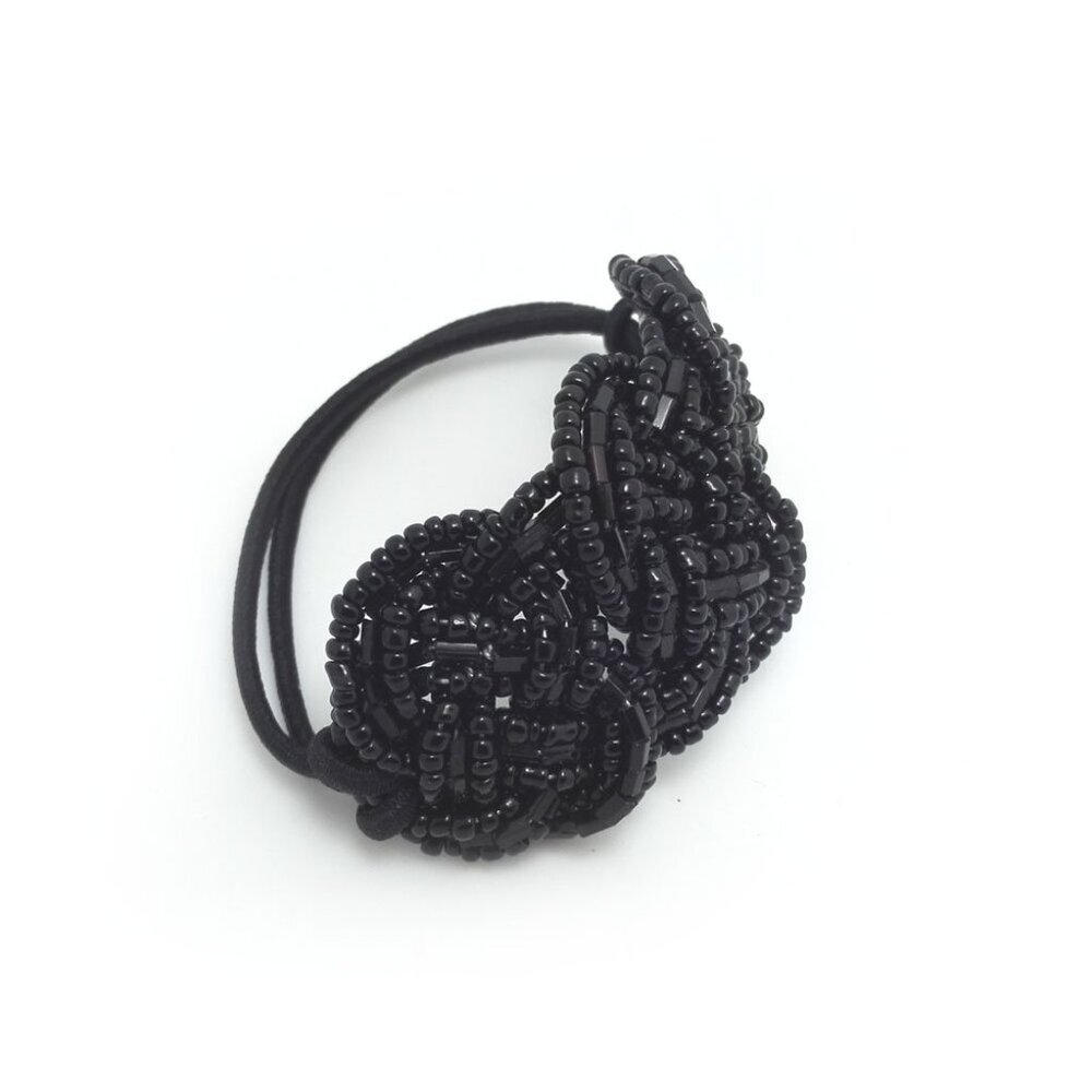 Crystal Beads Ponytail Holder Hair Tie B10Black